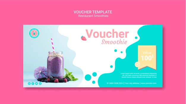 Free Smoothie Restaurant Voucher Template Psd