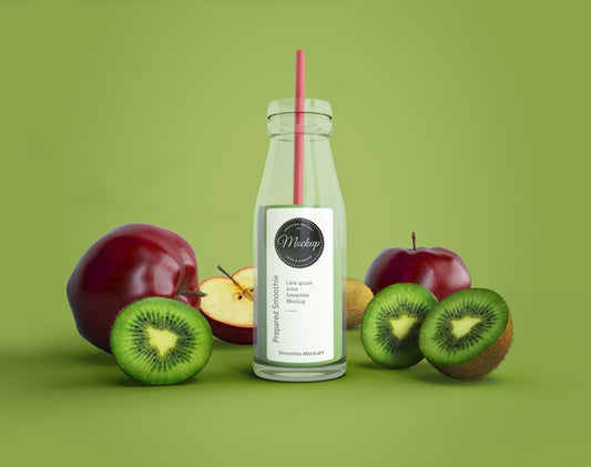 Free Smoothie With Apples And Kiwi Mock-Up Psd