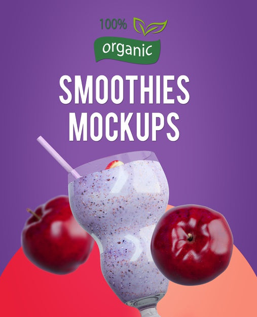 Free Smoothies Mock-Ups With Fruits Psd
