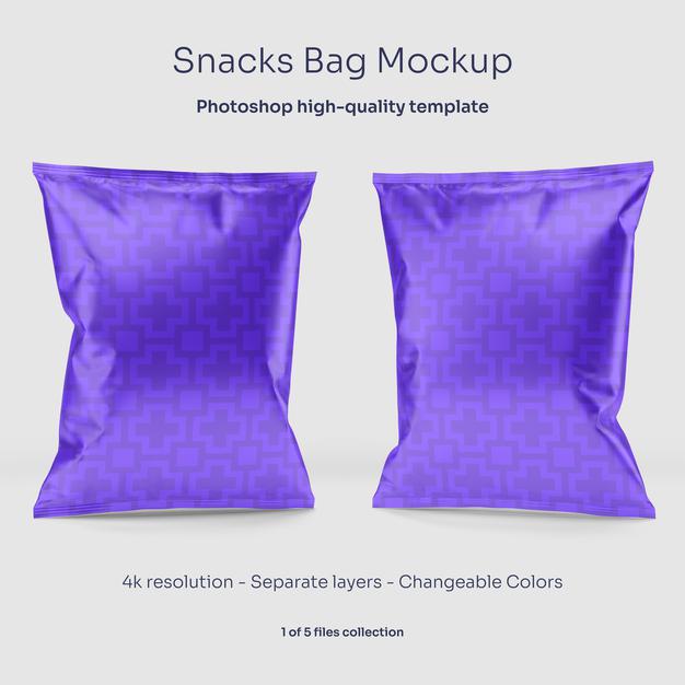 Free Snacks Bag Mockup Psd