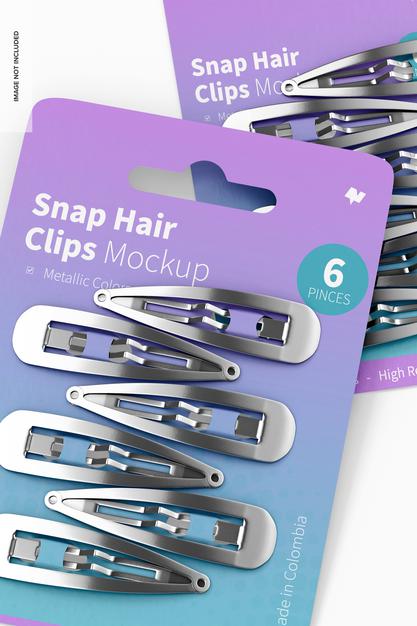 Free Snap Hair Clips Blister Mockup, Close Up Psd