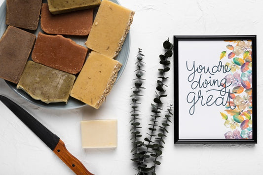 Free Soap Bars With Frame Mock-Up Psd