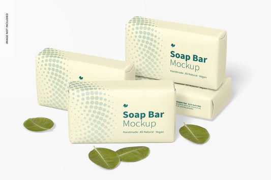 Free Soap Bars With Paper Package Set Mockup Psd