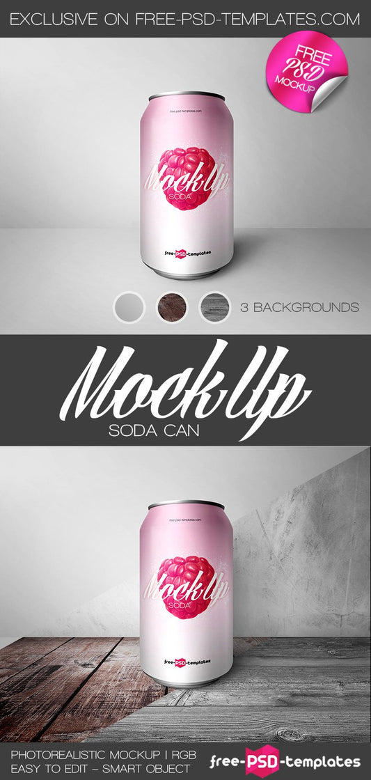 Free Soda Can Mock-Up In Psd