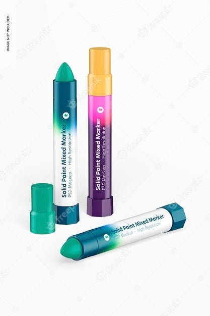 Free Solid Paint Mixed Markers Mockup, Front View Psd
