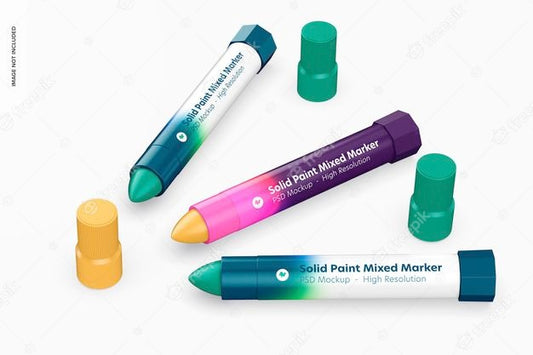 Free Solid Paint Mixed Markers Set Mockup Psd