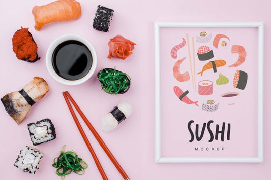 Free Soya Sauce And Sushi Rolls Psd