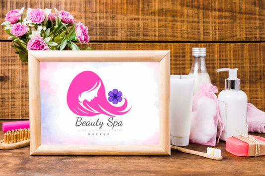 Free Spa And Wellness Arrangement With Frame Mock-Up Psd