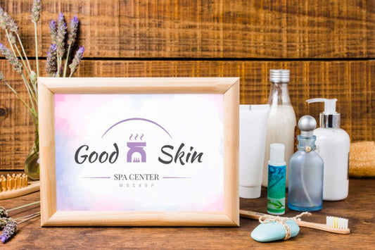 Free Spa And Wellness Assortment With Frame Mock-Up Psd