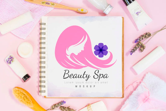 Free Spa And Wellness Assortment With Notebook Mock-Up Psd