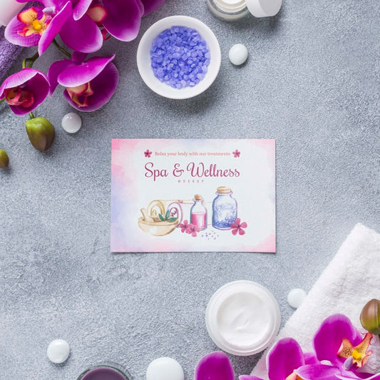 Free Spa Center Assortment With Card Mock-Up Psd