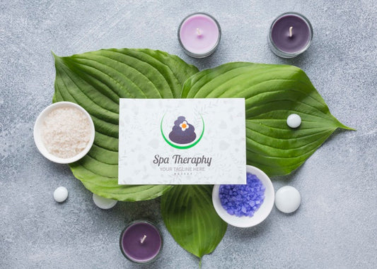 Free Spa Center Composition With Card Mock-Up Psd