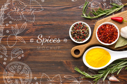 Free Spices Doodles Surrounded By Spices And Herbs Psd