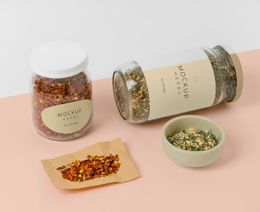 Free Spices With Label Mock-Up Assortment Psd