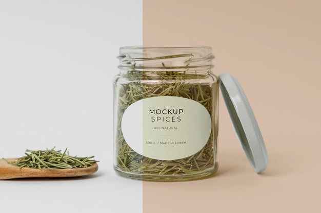 Free Spices With Label Mock-Up Composition Psd