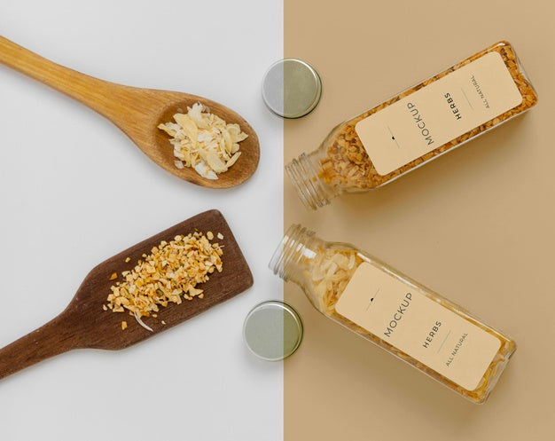 Free Spices With Label Mock-Up Composition Psd