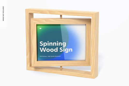Free Spinning Wood Frame Sign Mockup Psd