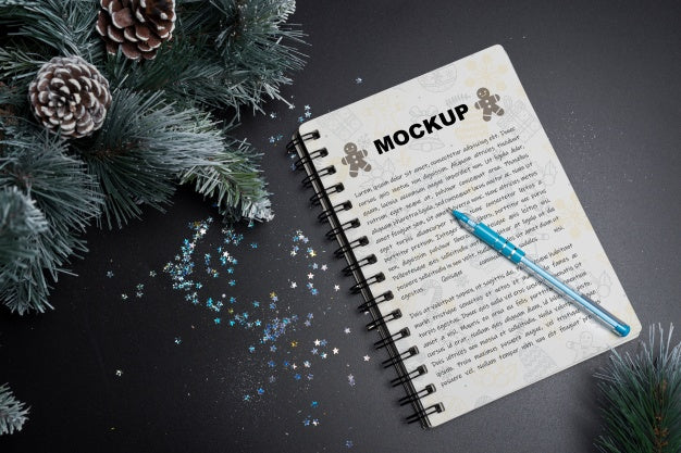 Free Spiral Notebook Mockup For Christmas Psd