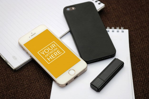 Free Spiral Notepad With Smartphone And Flash Drive Psd