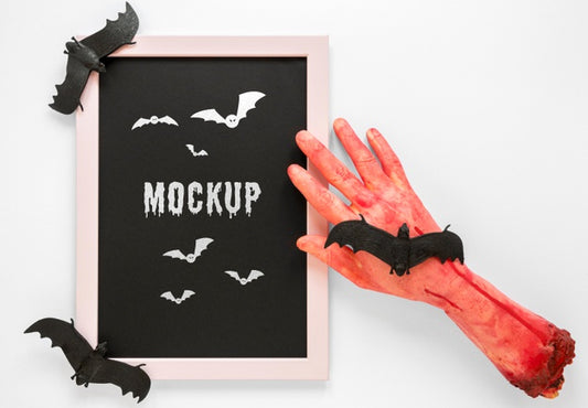 Free Spooky Bloody Hand Mock-Up Concept Psd