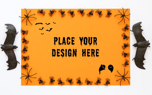 Free Spooky Mock-Up Design With Bats Psd
