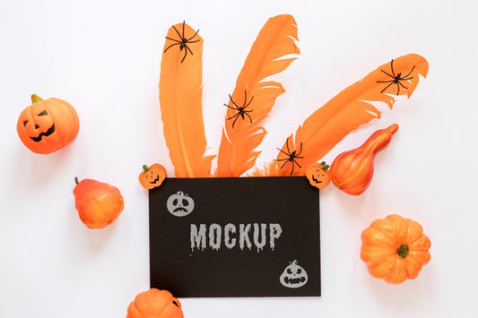 Free Spooky Mock-Up Design With Pumpkins Psd