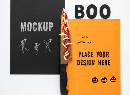 Free Spooky Mock-Up Design With Skeletons Psd