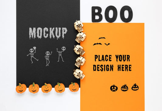 Free Spooky Mock-Up Design With Skulls Psd