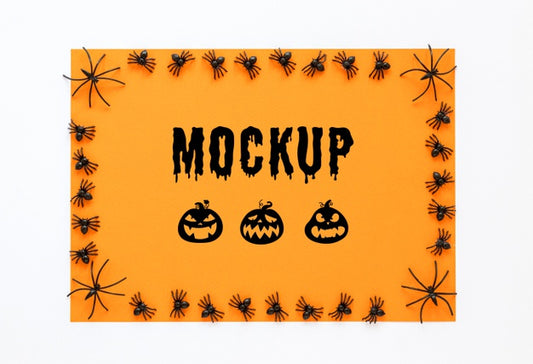 Free Spooky Mock-Up Design With Spiders Psd