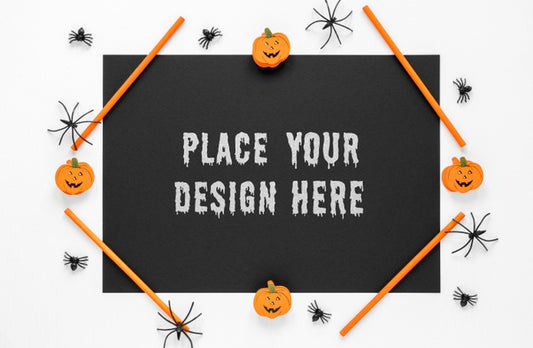 Free Spooky Mock-Up Design With Tarantulas Psd