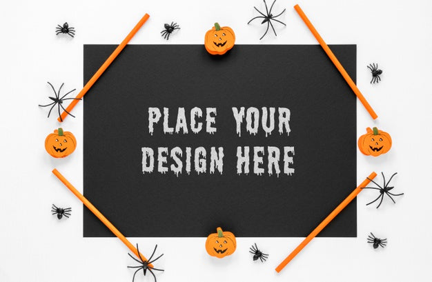 Free Spooky Mock-Up Design With Tarantulas Psd