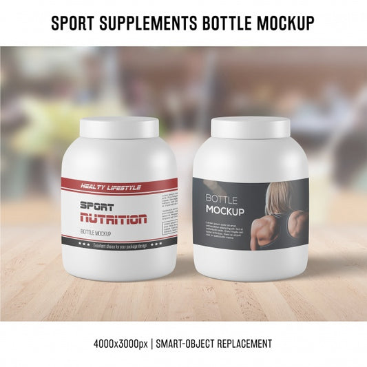 Free Sport Supplements Bottle Mockup Psd