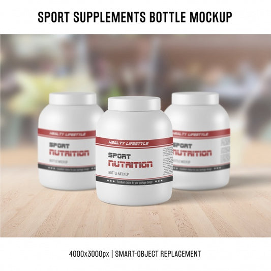 Free Sport Supplements Bottle Mockup Psd