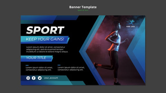 Free Sport & Tech Concept Banner Template Mock-Up Psd