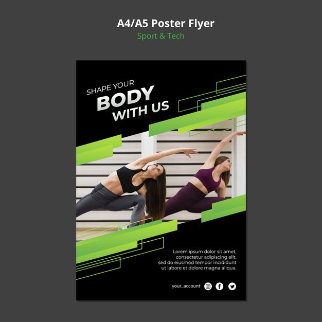 Free Sport & Tech Concept Poster Mock-Up Psd