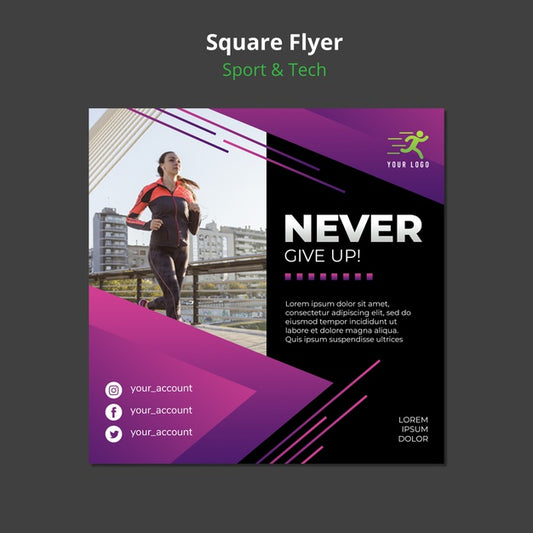 Free Sport & Tech Concept Square Flyer Mock-Up Psd