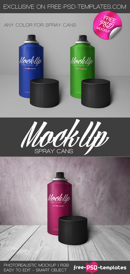 Free Spray Cans Mock-Up In Psd