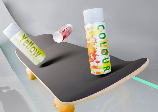 Free Spray Cans On Top Of Skateboard Psd