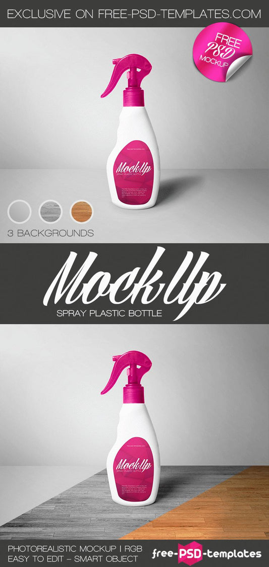 Free Spray Plastic Bottle Mock-Up In Psd