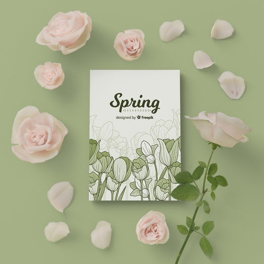 Free Spring Card With 3D Blossom Floral Frame Psd