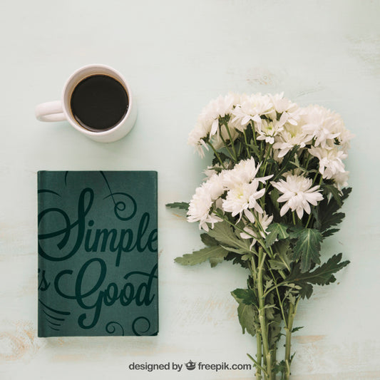 Free Spring Concept Mockup With Bouquet And Coffee Psd