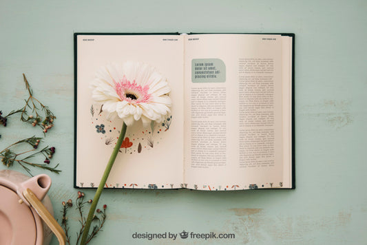 Free Spring Concept Mockup With Open Book Psd