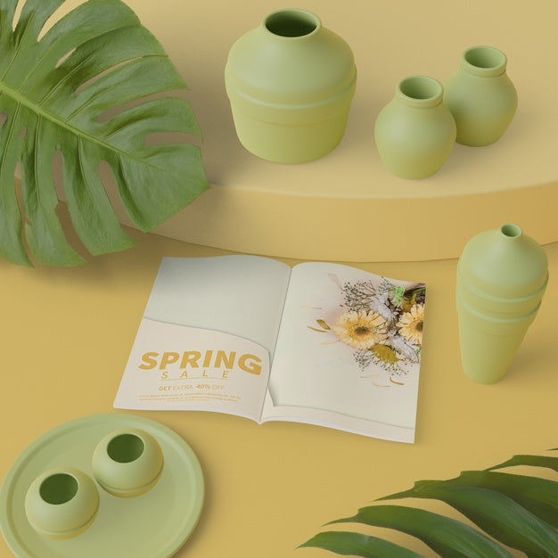 Free Spring Decorations With Card On Table Psd