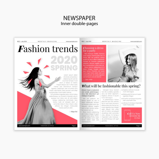 Free Spring Fashion Trends Inner Double-Pages Newspaper Psd