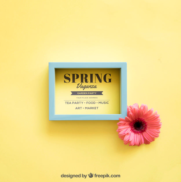 Free Spring Mock Up With Frame Psd