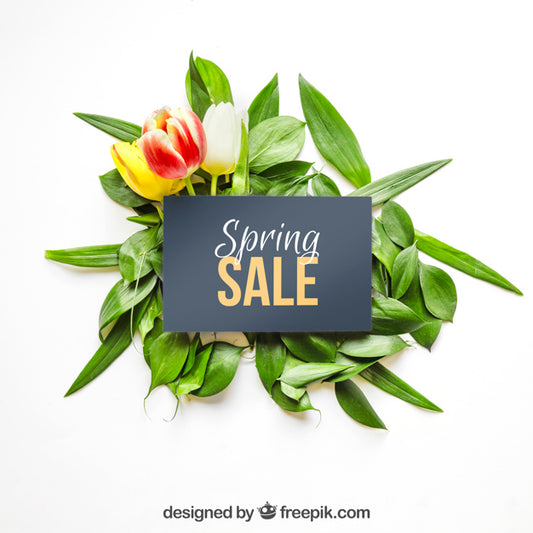 Free Spring Mockup With Black Card Psd