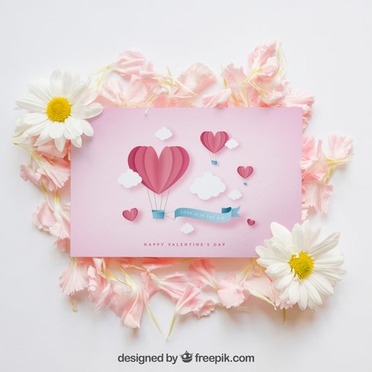 Free Spring Mockup With Pink Card Psd
