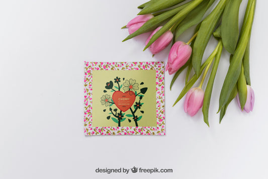 Free Spring Mockup With Roses And Frame Psd