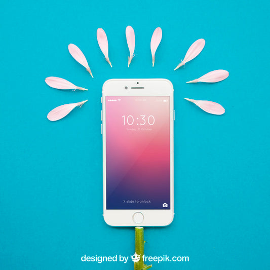 Free Spring Mockup With Smartphone Psd