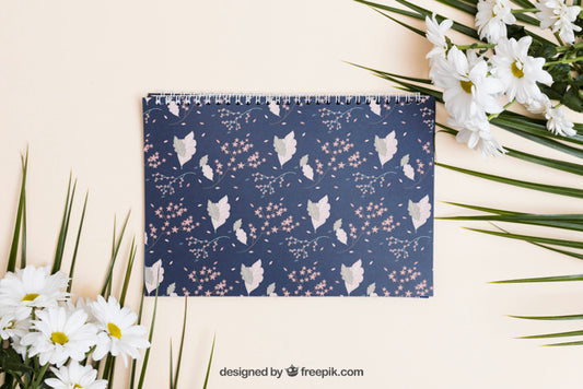 Free Spring Mockup With Spiral Notebook Psd